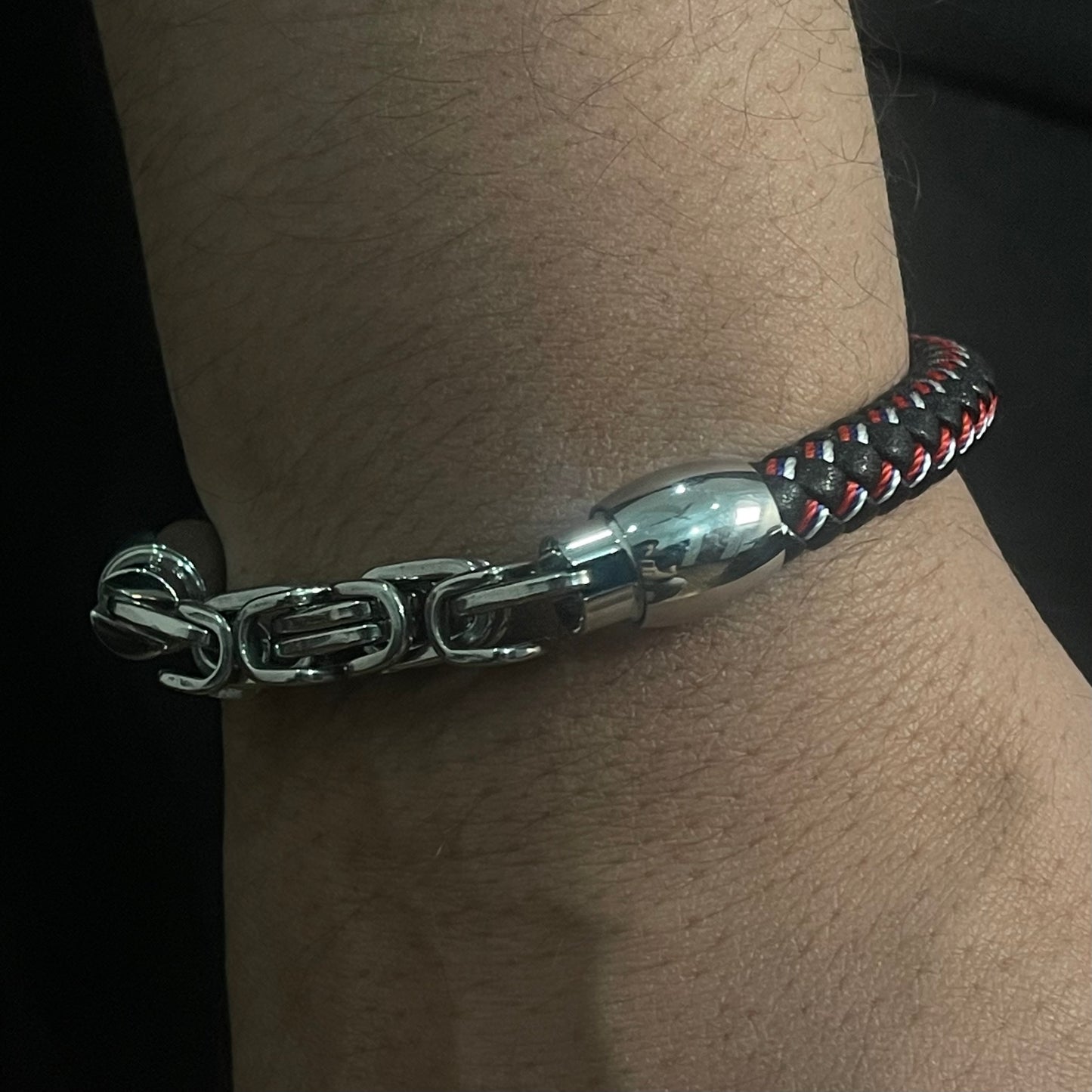 black leather bracelet for men online in pakistan
