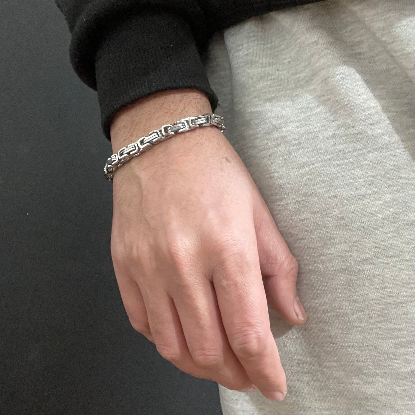 6mm silver stainless steel byzantine link chain bracelet for men online in pakistan