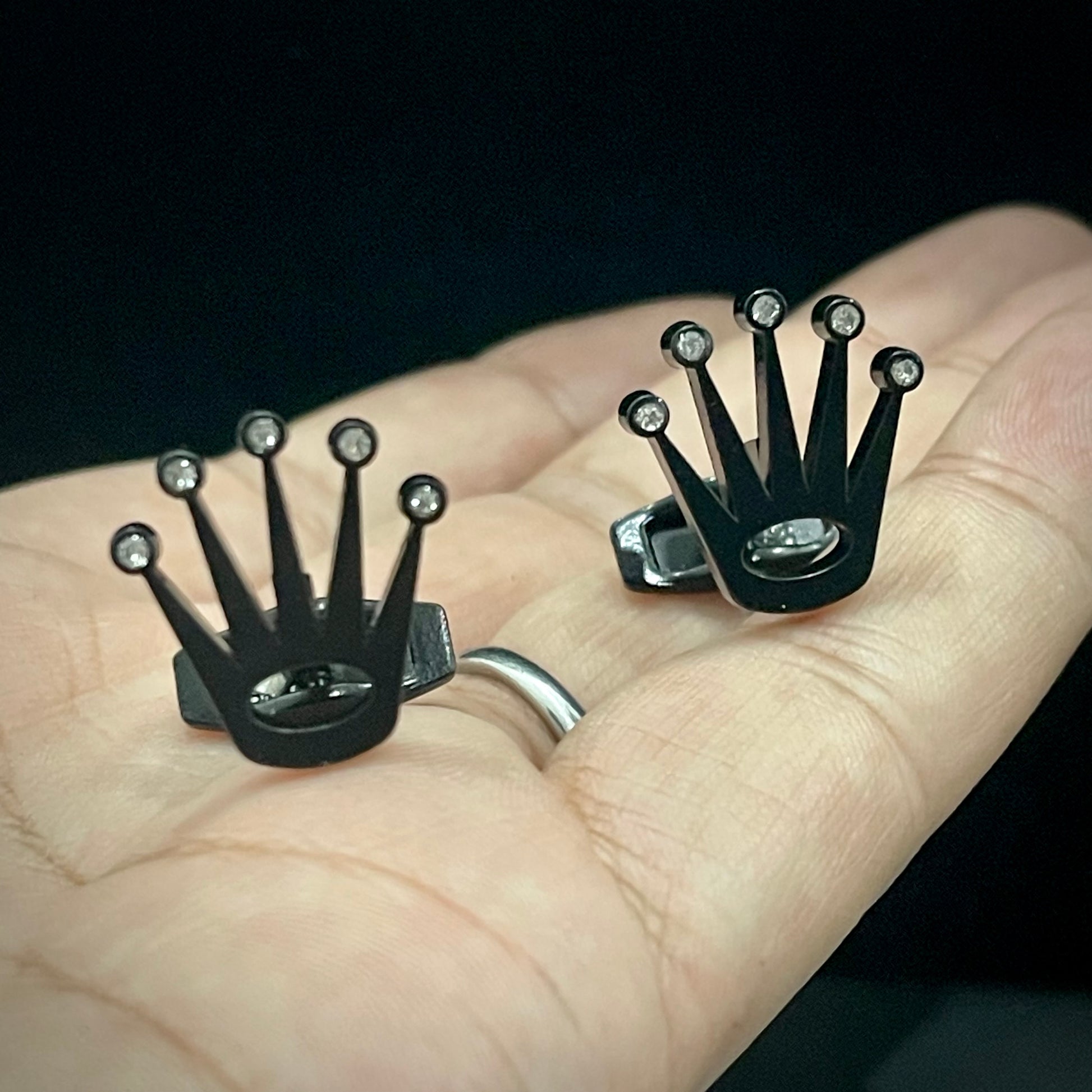 black rolex crown cufflinks for men online in pakistan