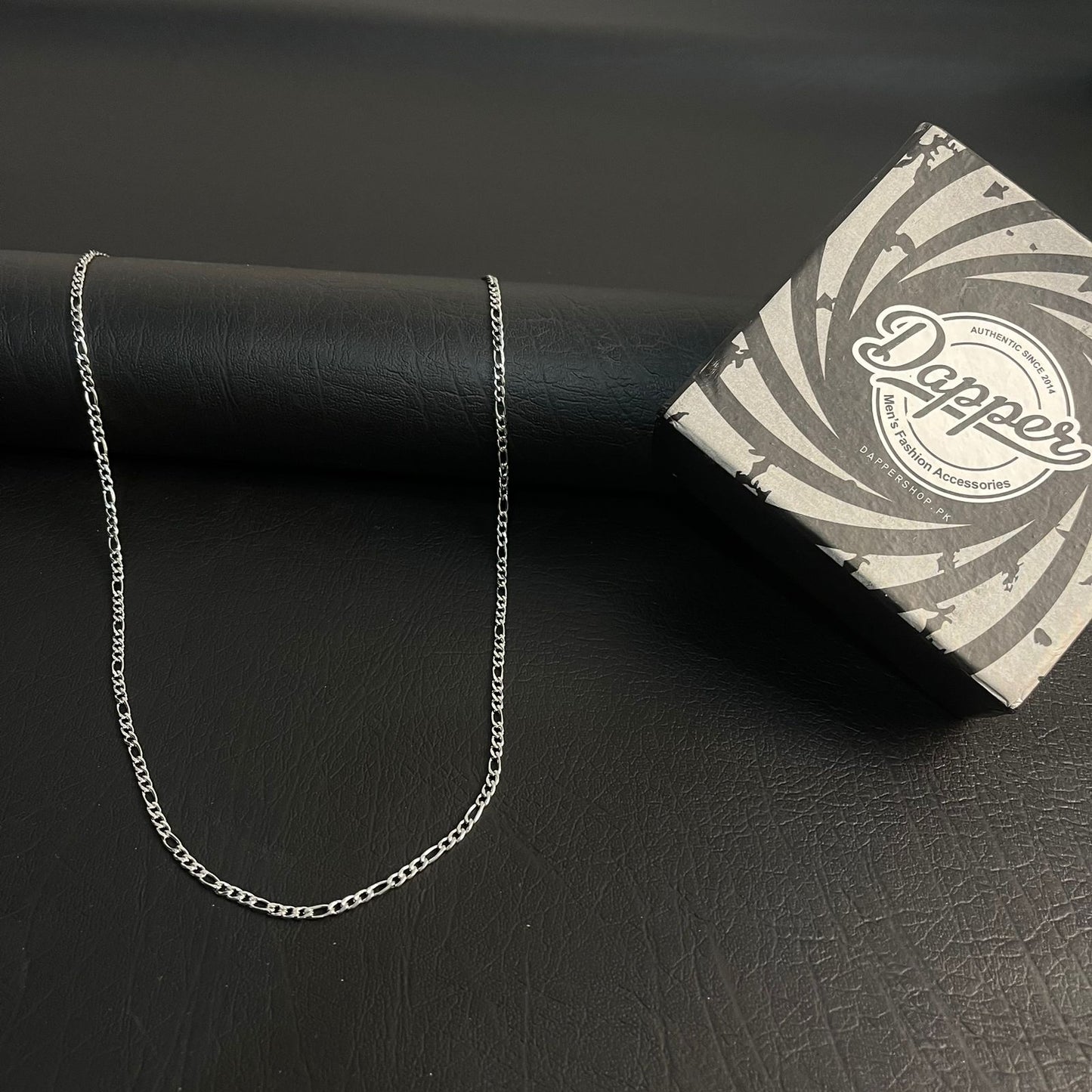 1.5mm thin and sleek silver figaro neck chain for men online in Pakistan