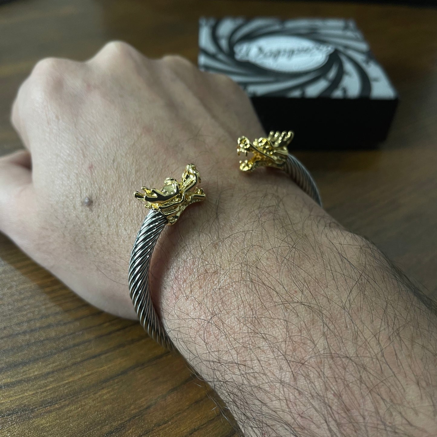 golden silver dragon stainless steel open bracelet bangel online in pakistan