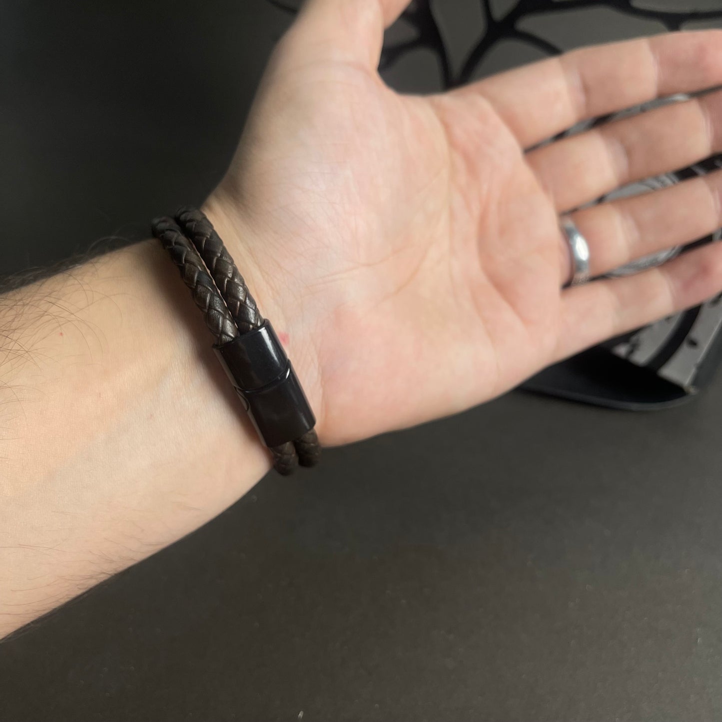 Cross Cord Vintage Coffee Leather Bracelet For Men