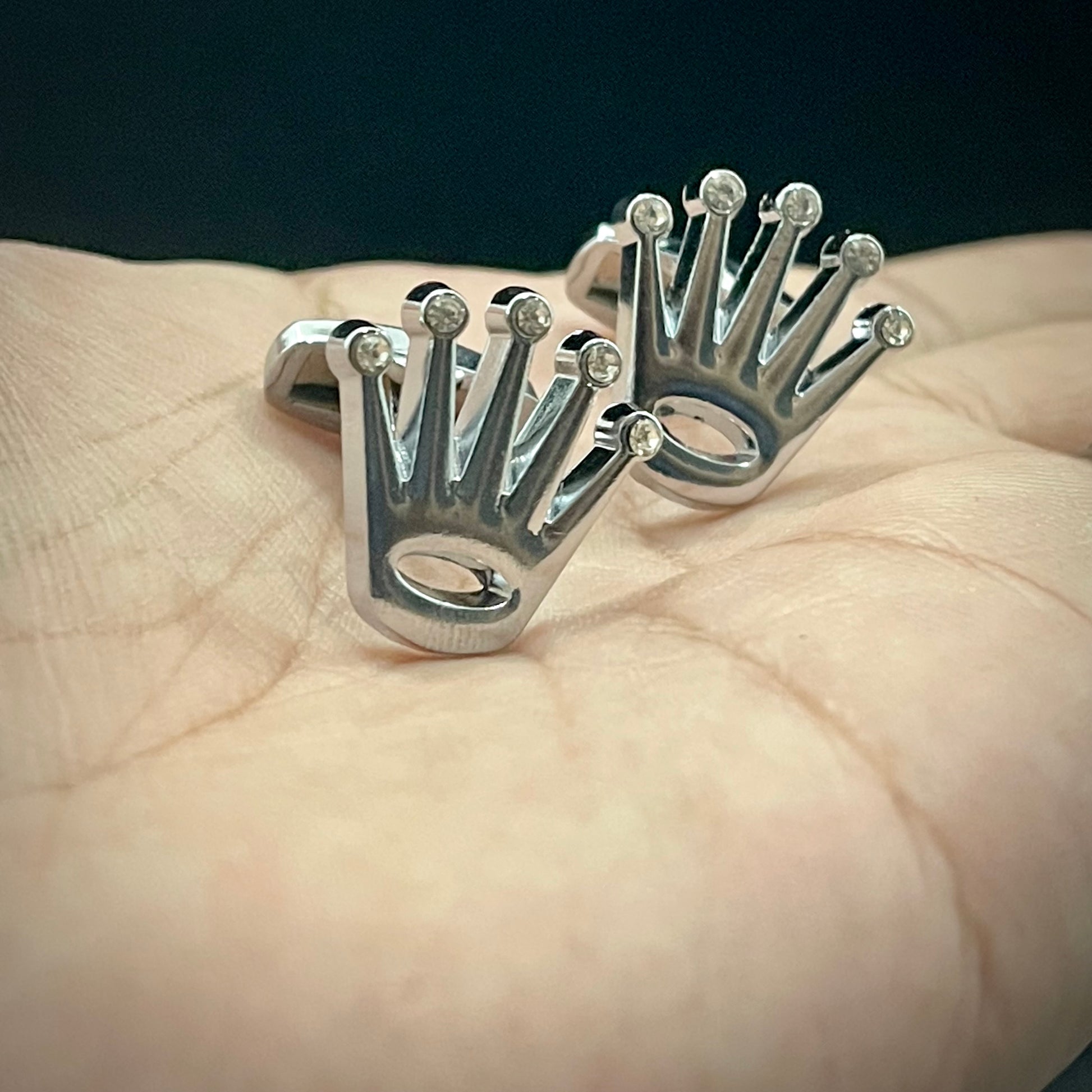 Silver Crown Rolex Cufflinks For Men In Pakistan