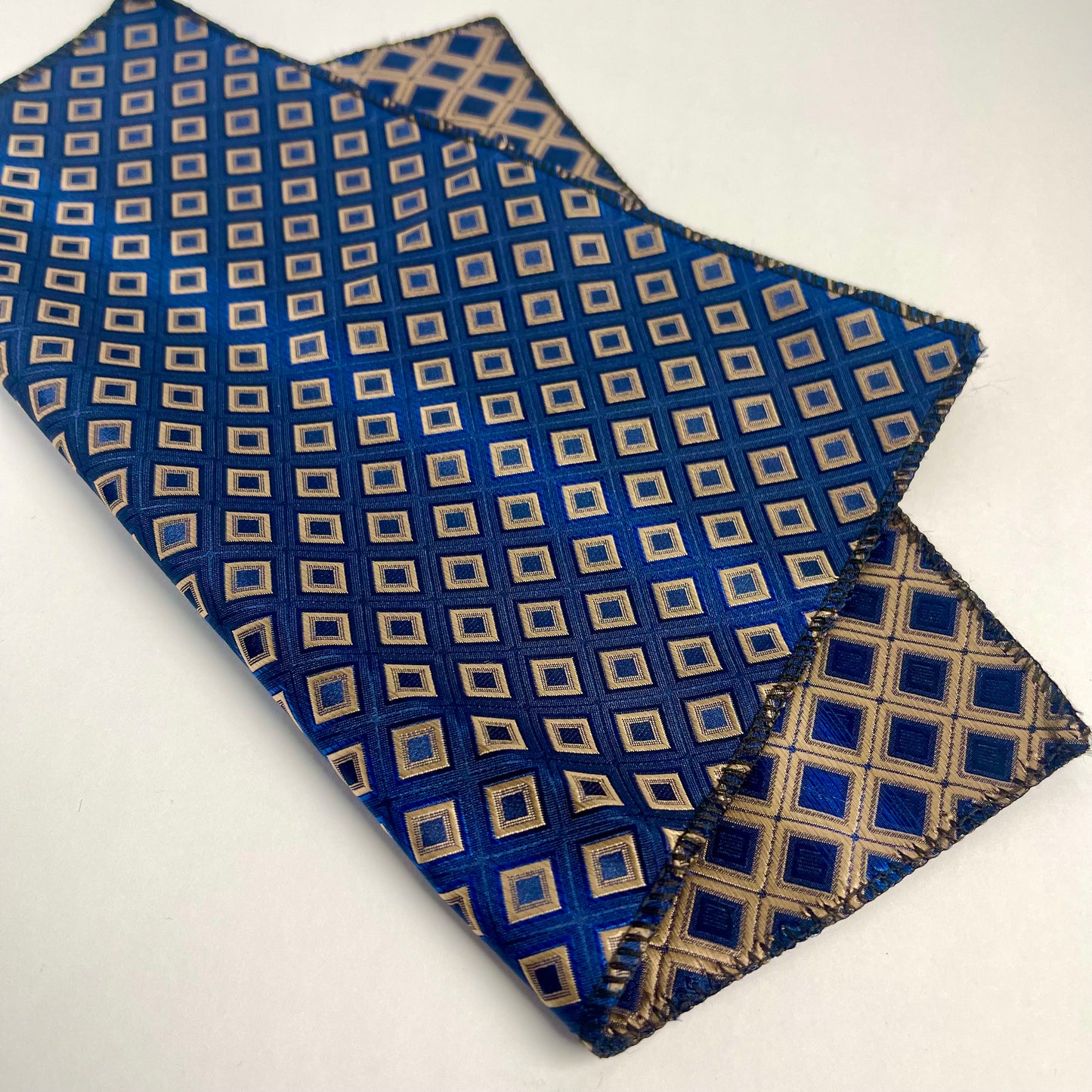 Square Pattern Navy Blue & Golden pocket square handkerchief online in pakistan