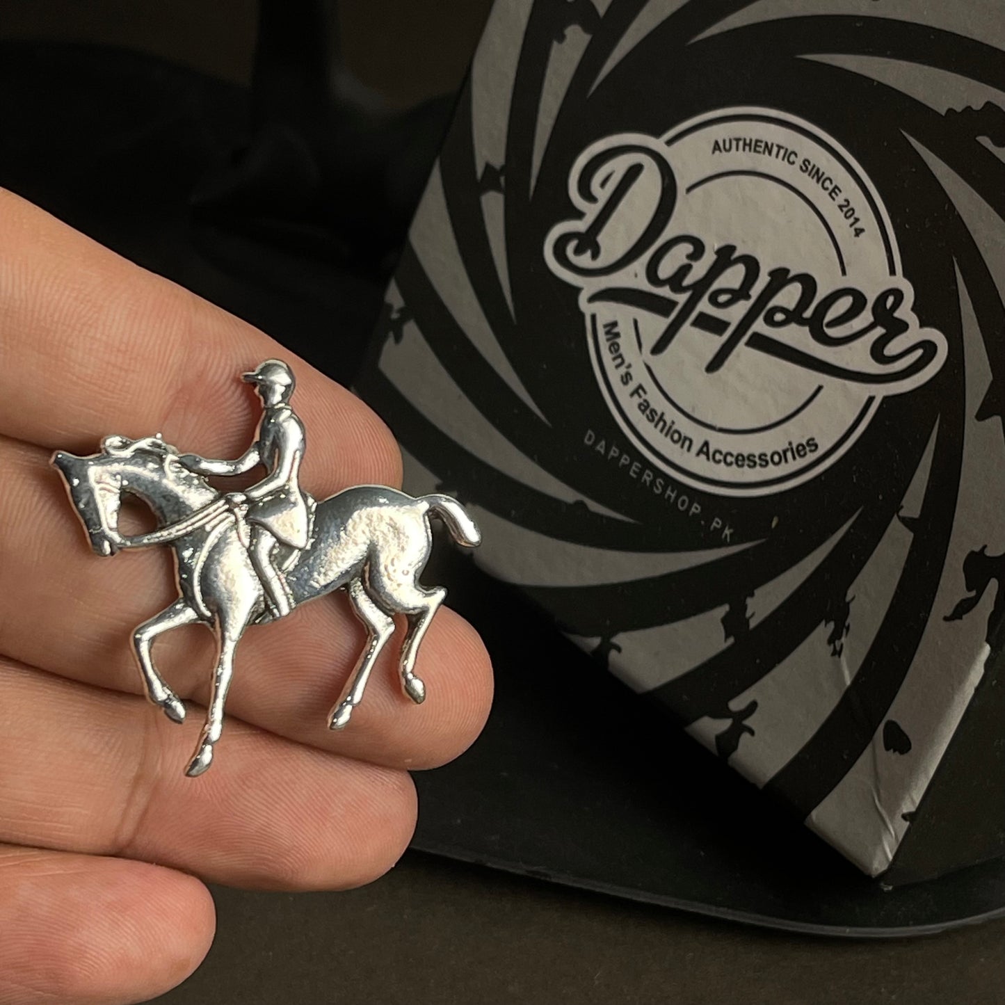 silver derby horse brooch for men in Pakistan