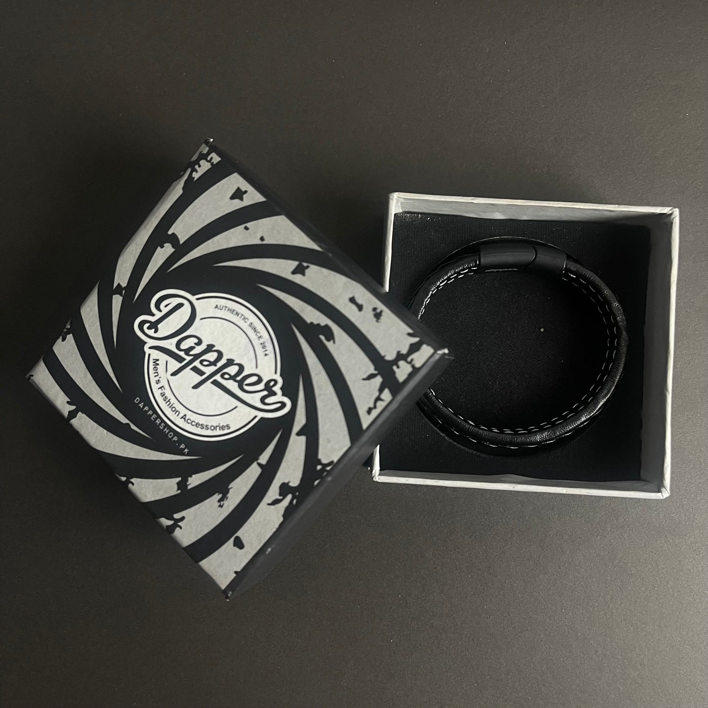 Streetwise Black Leather Bracelet For Men