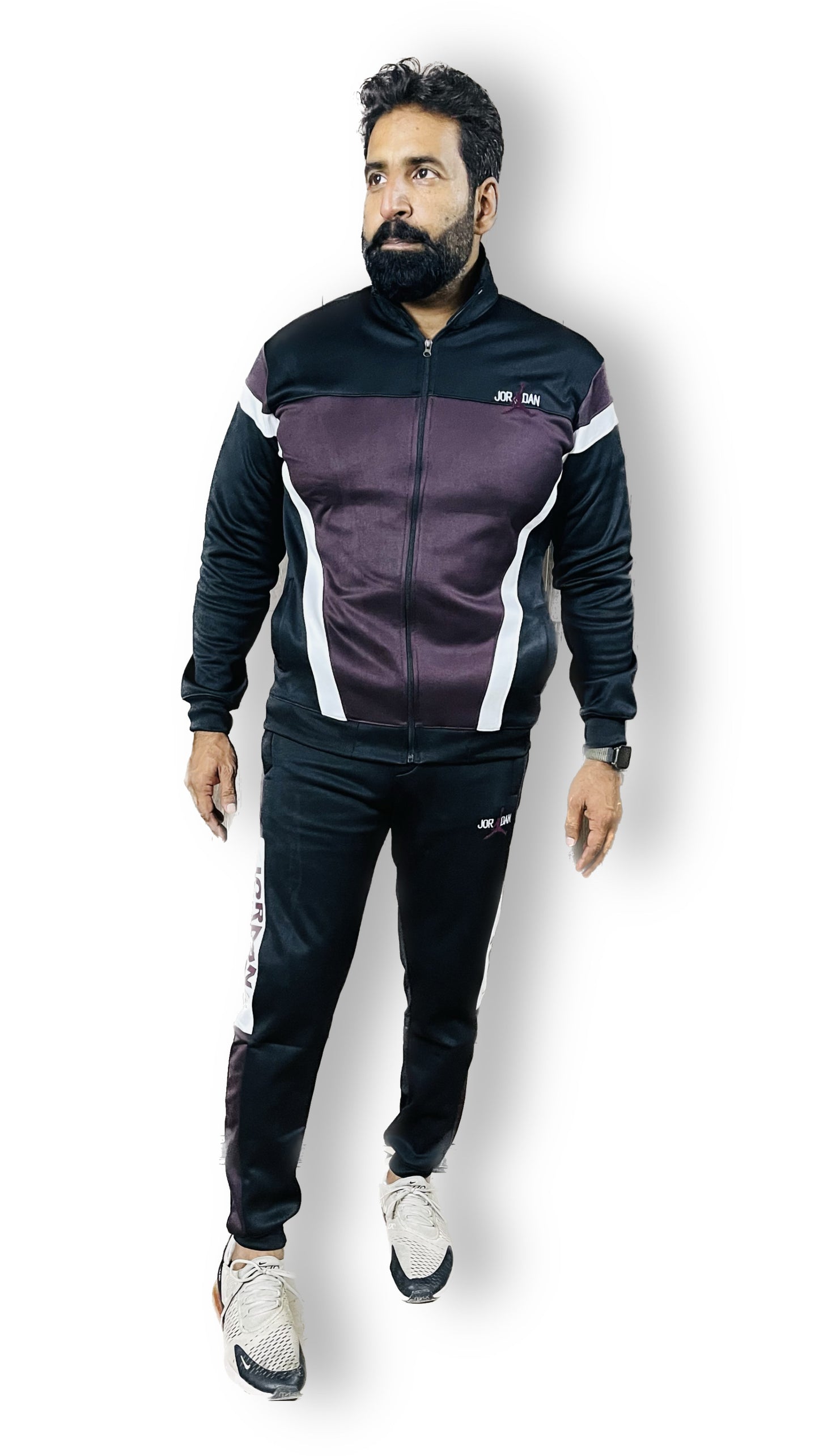 Jordan Air Premium Track Suit - Black & Maroon