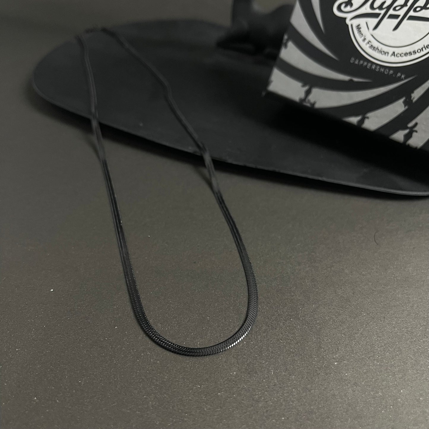 3mm black flat snake neck chain for men online in Pakistan