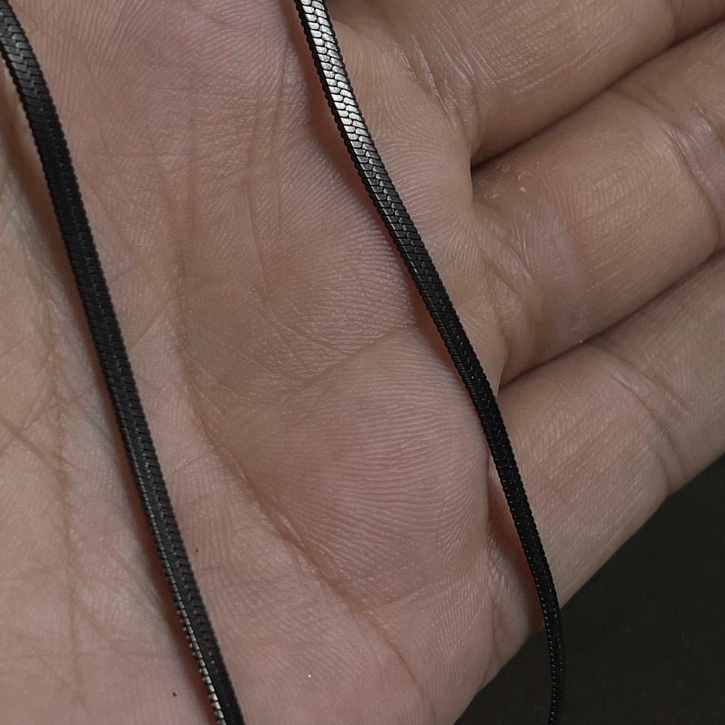 3mm black flat snake neck chain for men online in Pakistan
