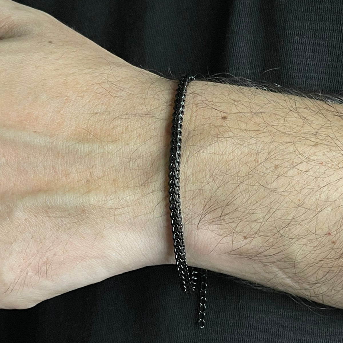 3mm black franco neck chain and bracelet set for men online in Pakistan