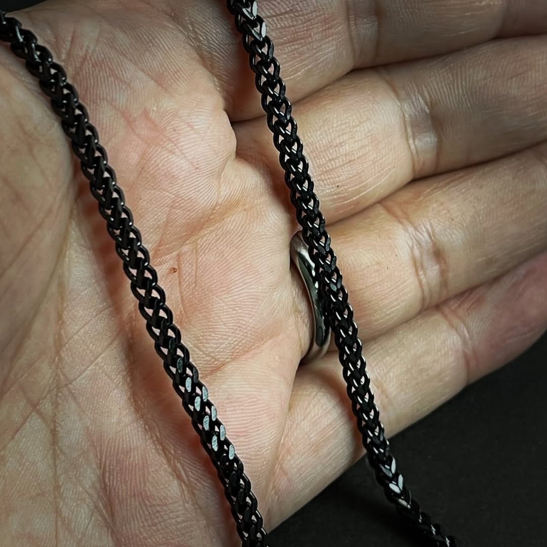 3mm black franco neck chain and bracelet set for men online in Pakistan