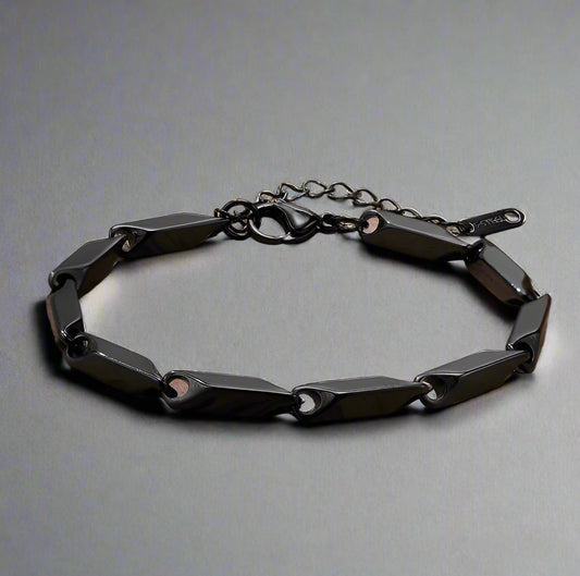 3mm black rice link stainless steel chain bracelets for men online in Pakistan