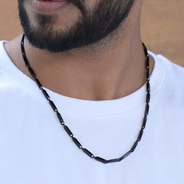 3mm black rice neck chain 22 inches 55 cm long for men online Pakistan