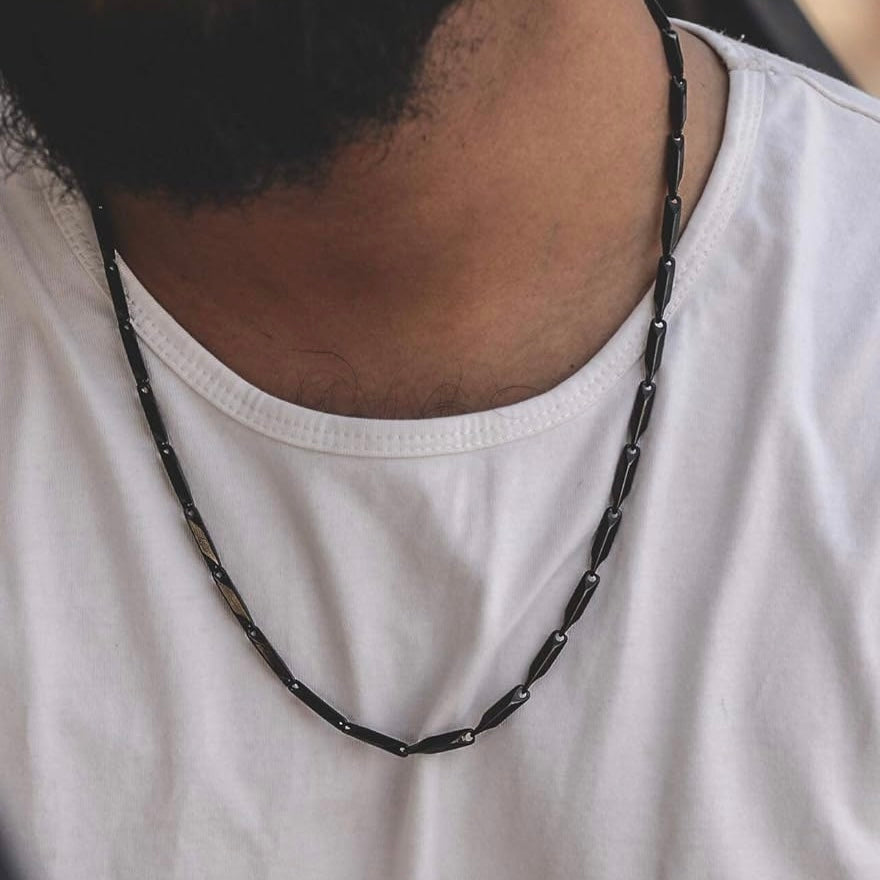 3mm black rice neck chain 22 inches 55 cm long for men online Pakistan