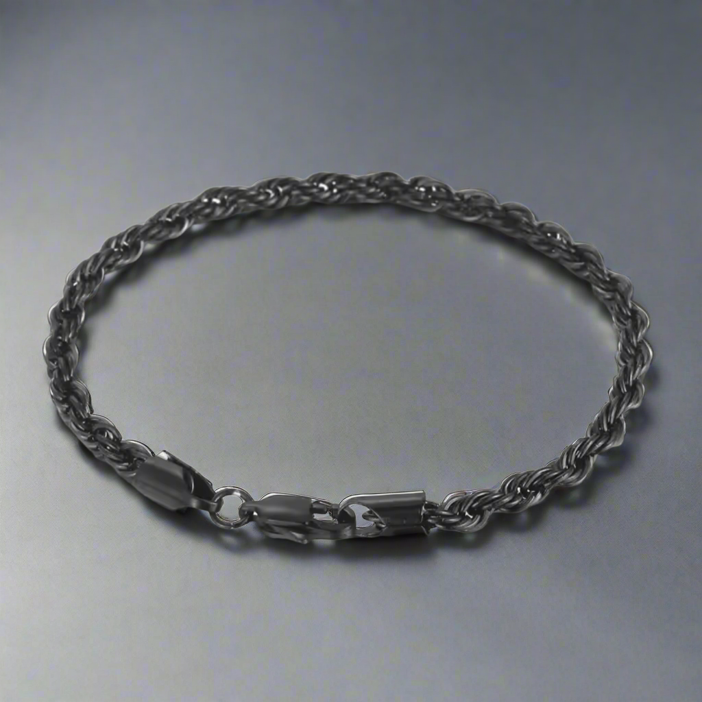 3mm black rope chain bracelet for men online in Pakistan