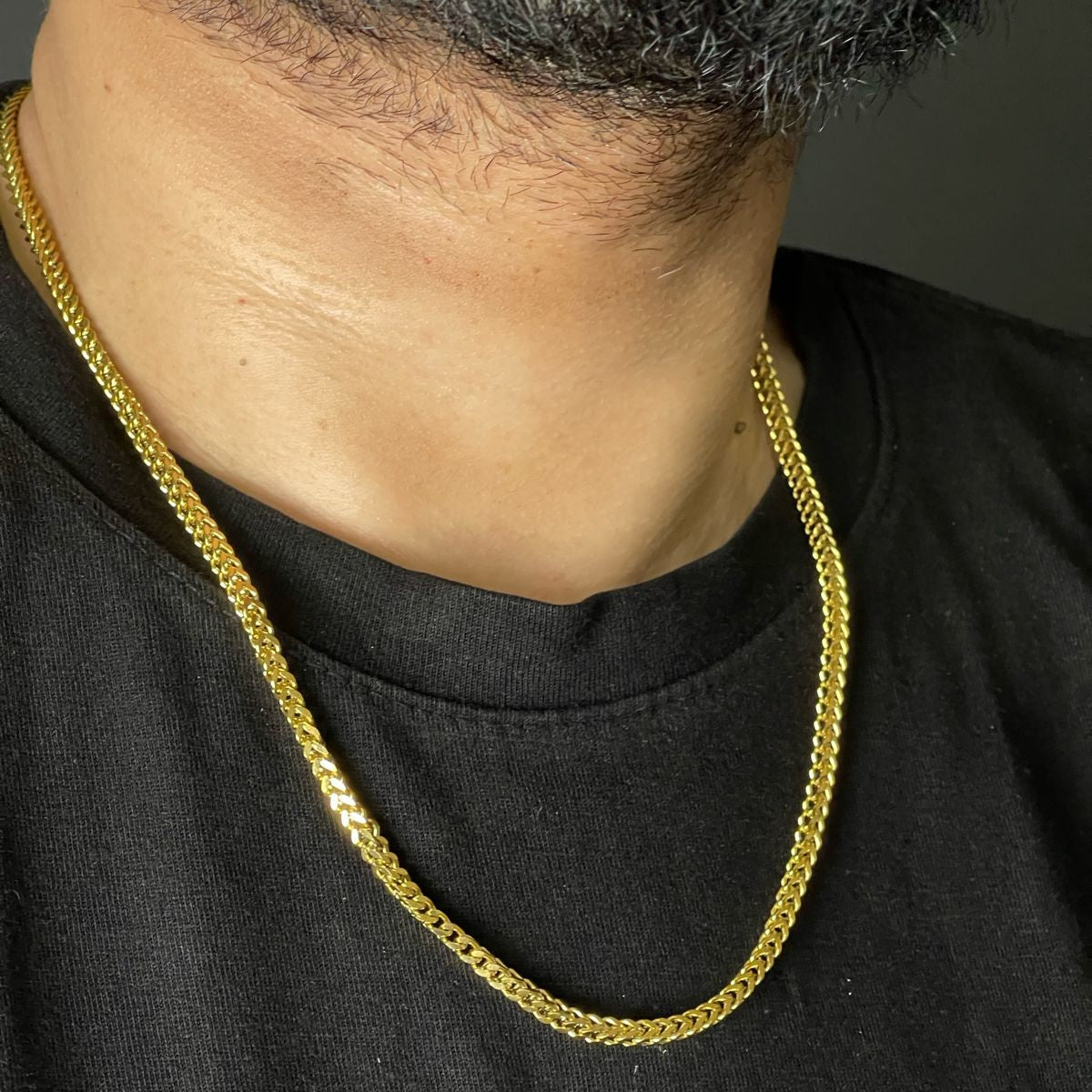 3mm golden franco neck chain and bracelet set for men online in Pakistan
