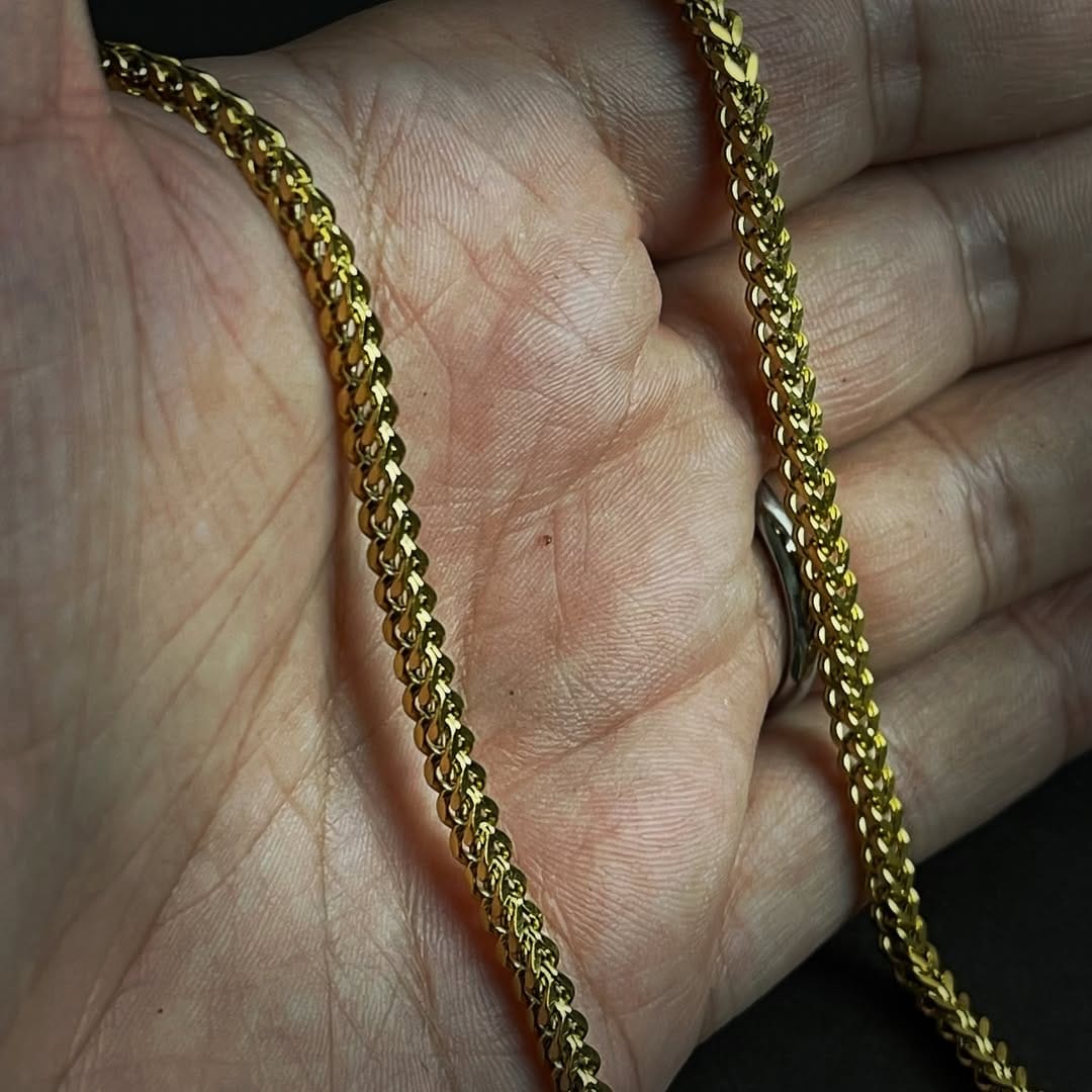 3mm golden franco neck chain and bracelet set for men online in Pakistan