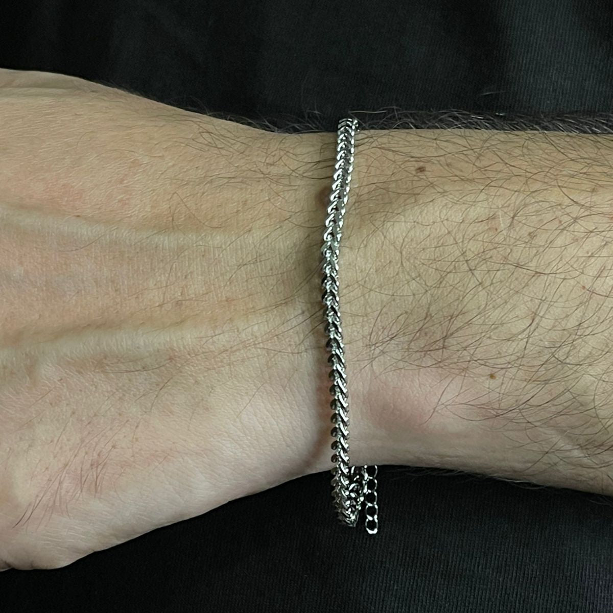 3mm silver franco square neck chain and bracelet set for men online in Pakistan