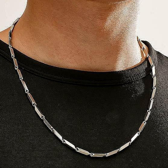 3mm stainless steel silver rice neck chain for men Pakistan