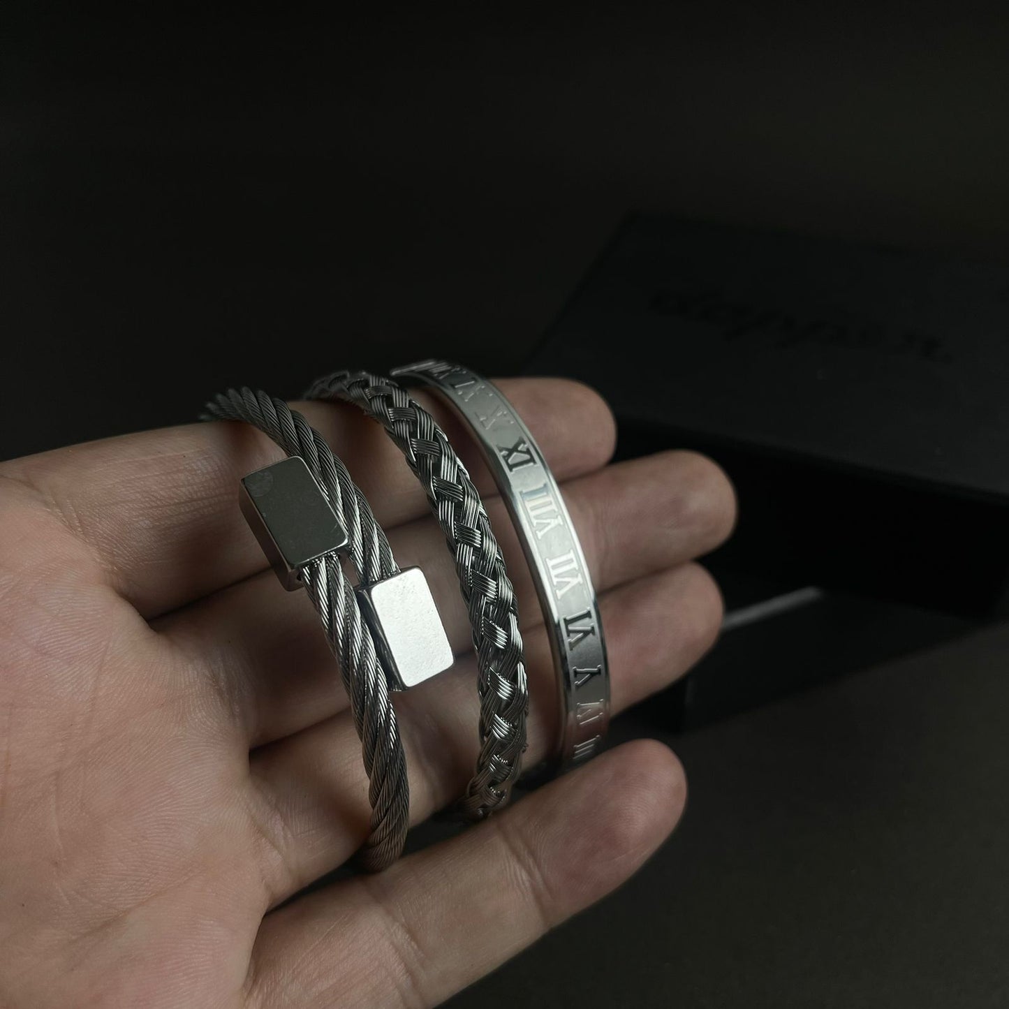 3pcs luxury Silver bracelet Set For Men Online In Pakistan