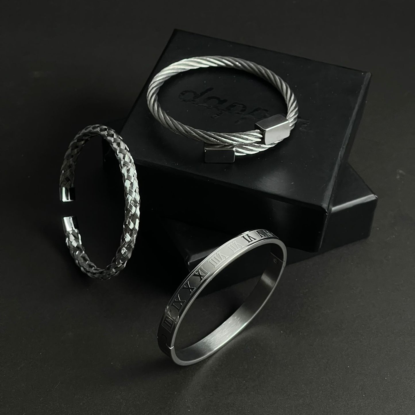 3pcs luxury Silver bracelet Set For Men Online In Pakistan