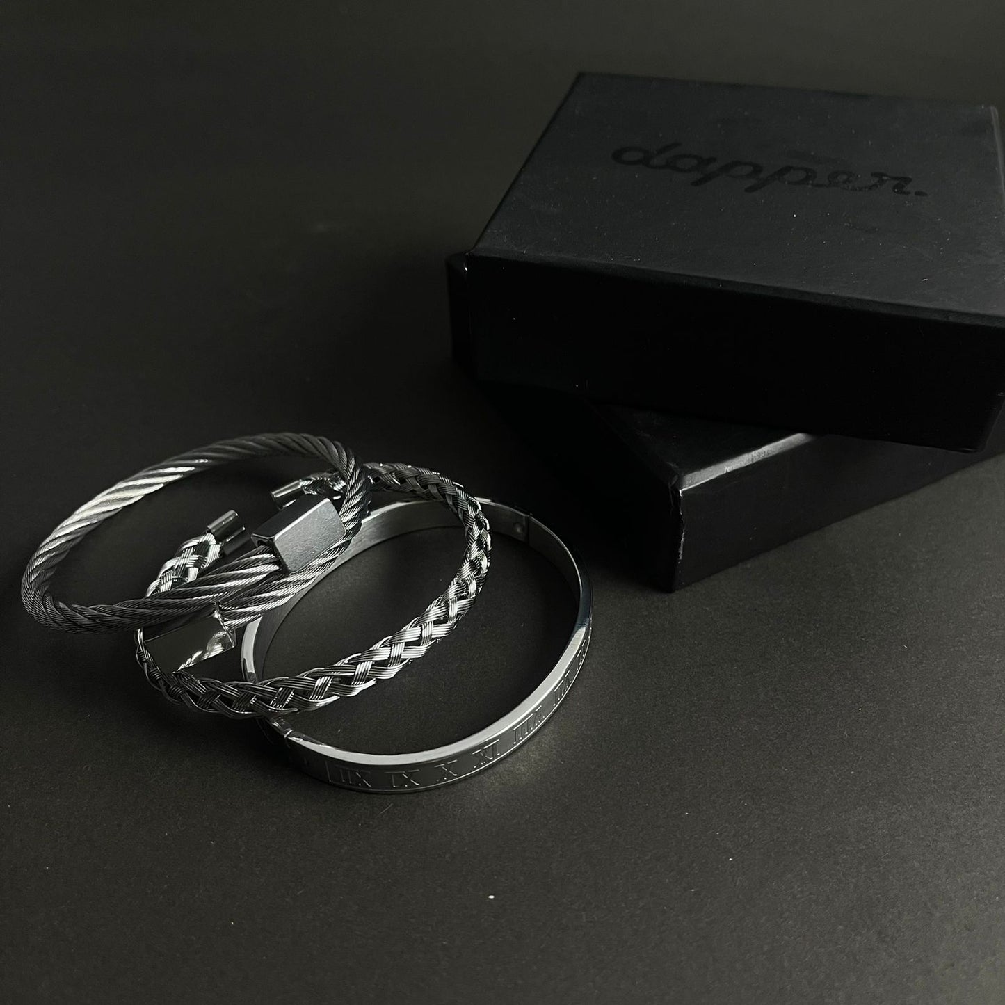 3pcs luxury Silver bracelet Set For Men Online In Pakistan