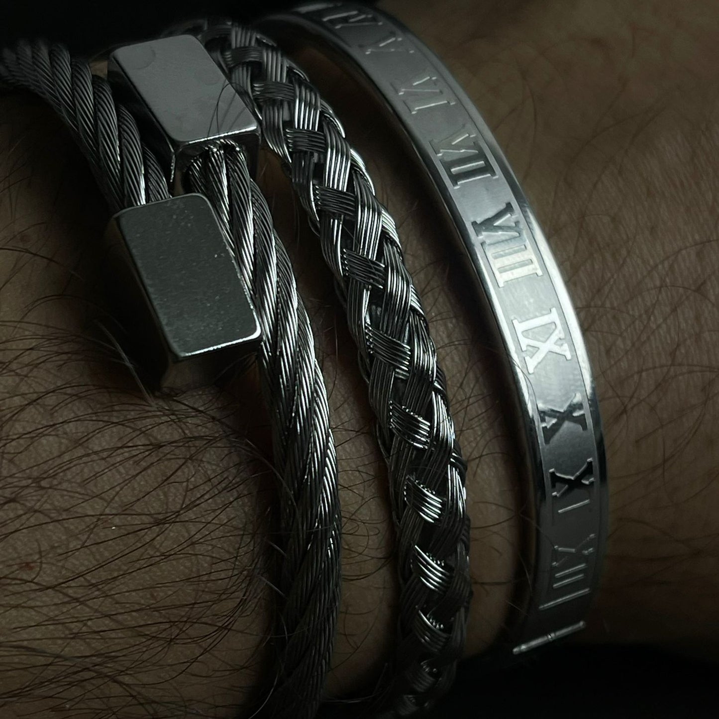 3pcs luxury Silver bracelet Set For Men Online In Pakistan