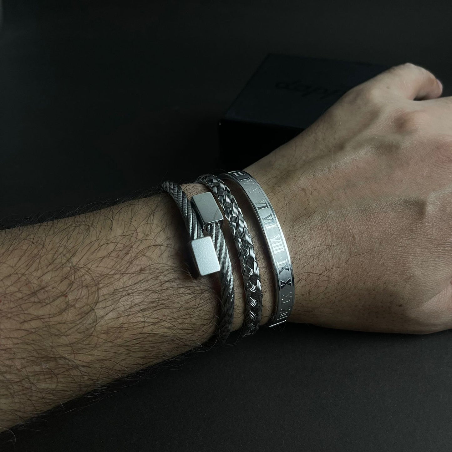 3pcs luxury Silver bracelet Set For Men Online In Pakistan