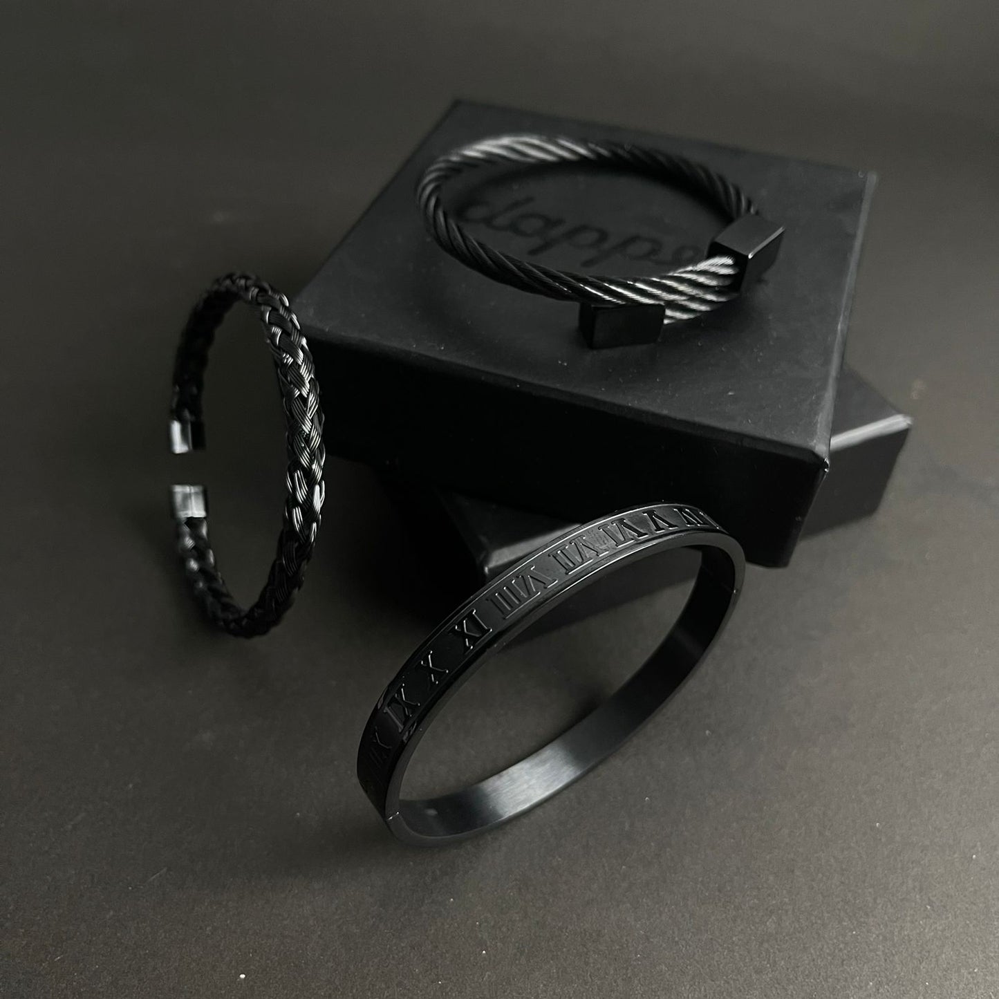 3pcs luxury black bracelet Set For Men Online In Pakistan