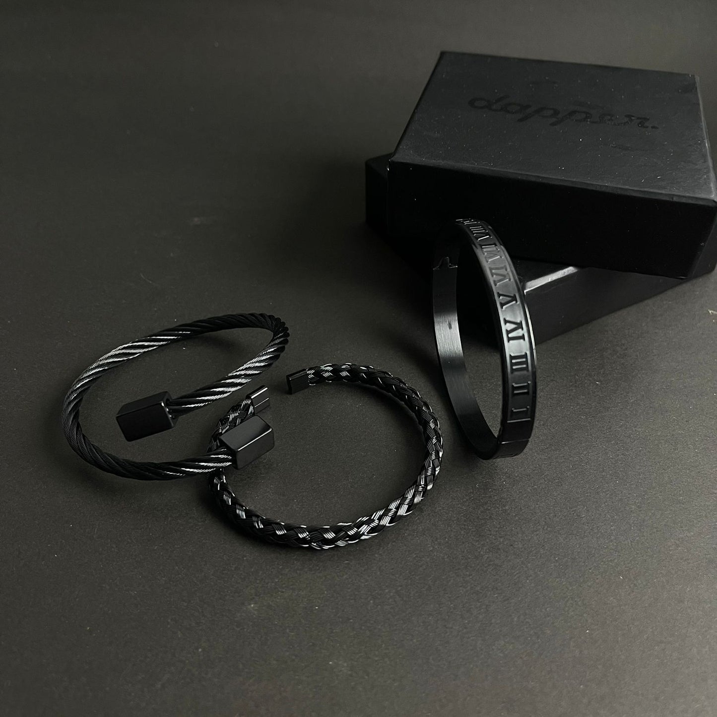 3pcs luxury black bracelet Set For Men Online In Pakistan