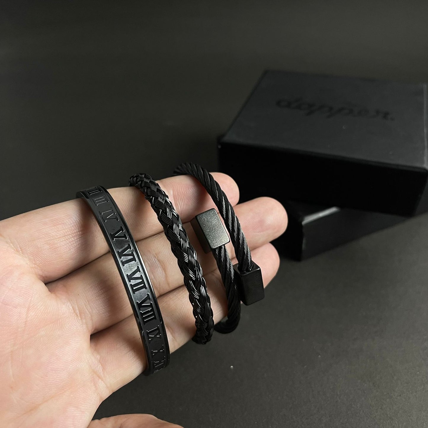 3pcs luxury black bracelet Set For Men Online In Pakistan