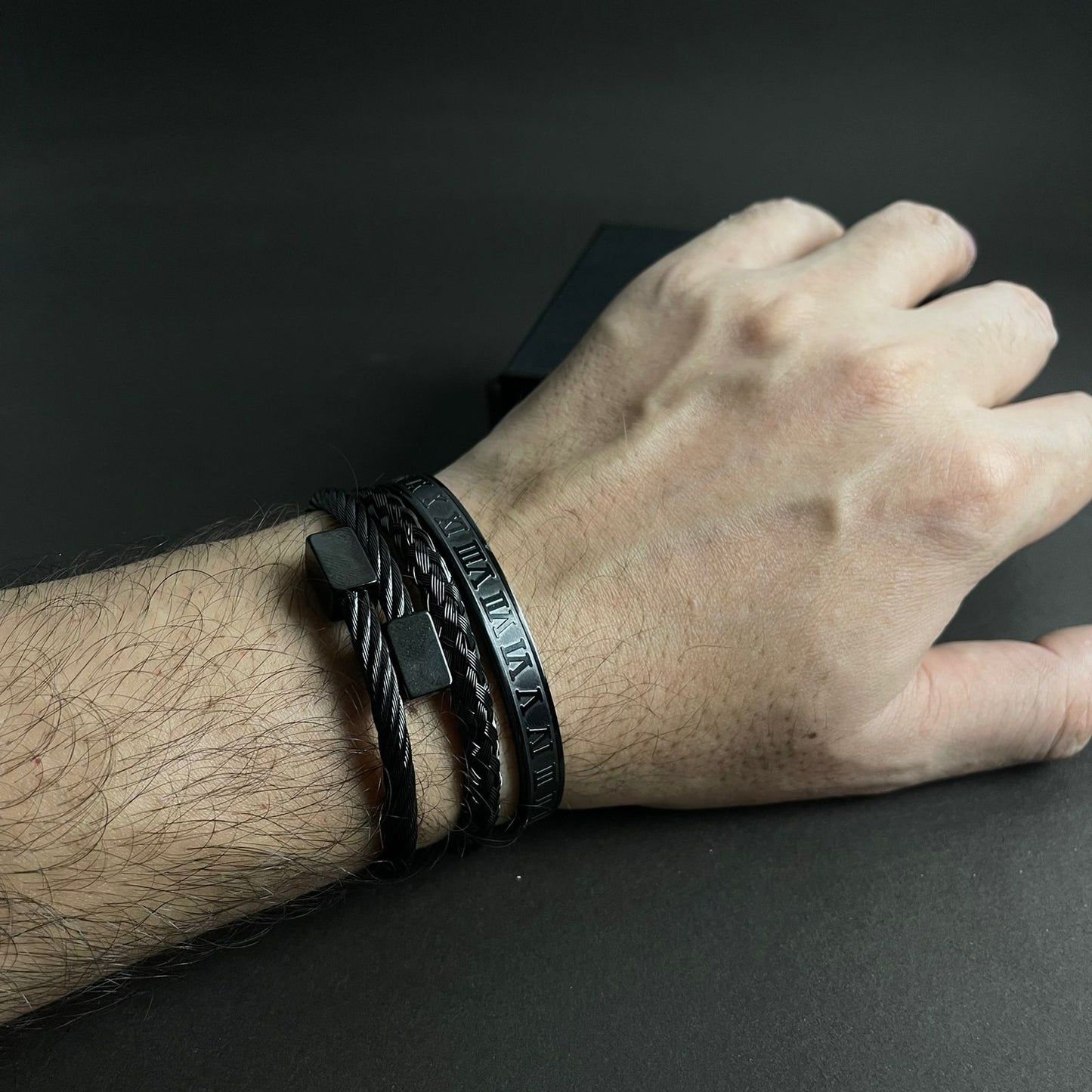 3pcs luxury black bracelet Set For Men Online In Pakistan