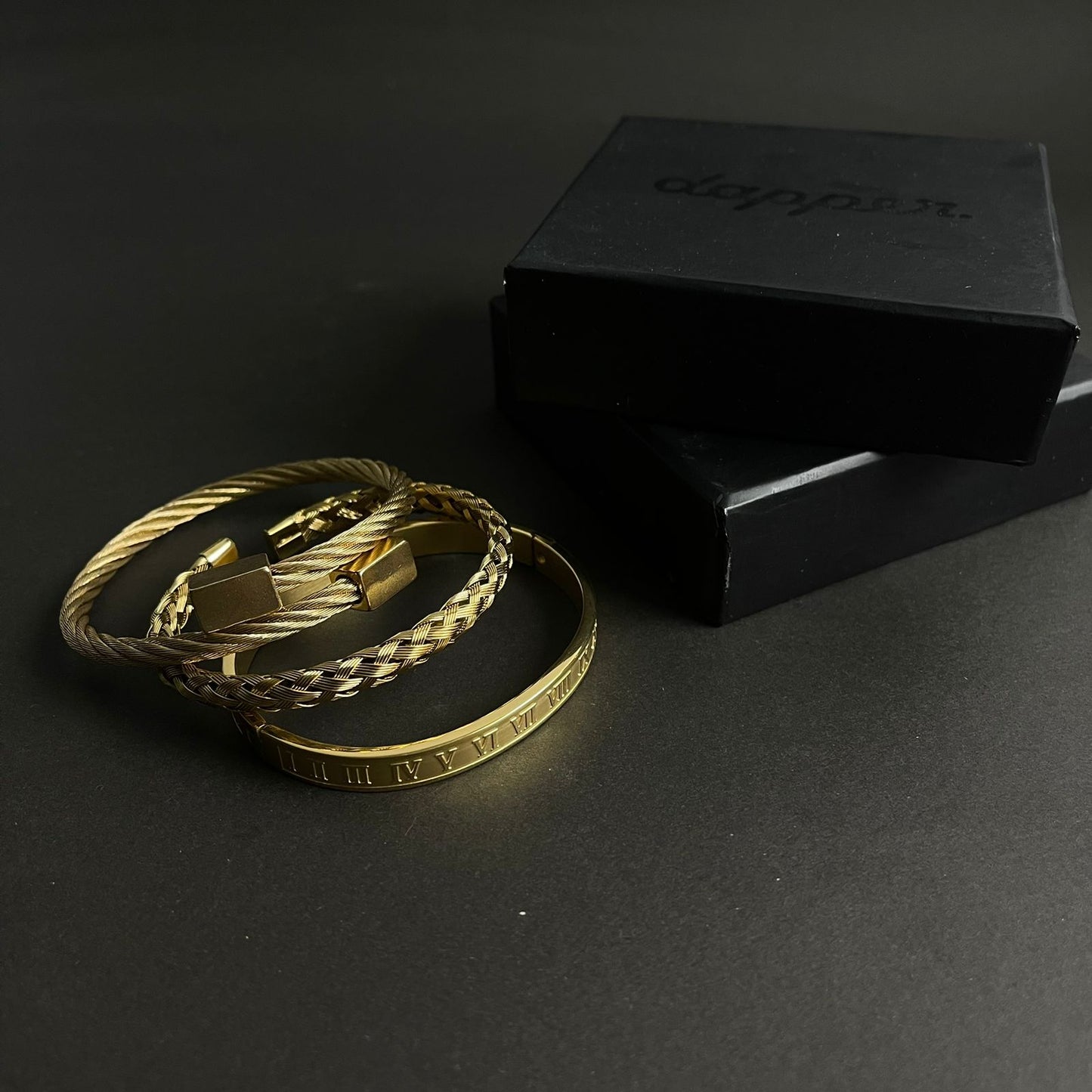 3pcs luxury golden bracelet Set For Men Online In Pakistan