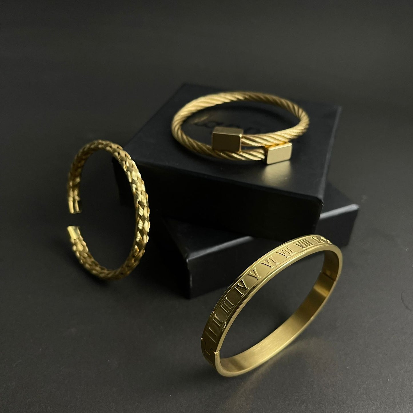 3pcs luxury golden bracelet Set For Men Online In Pakistan
