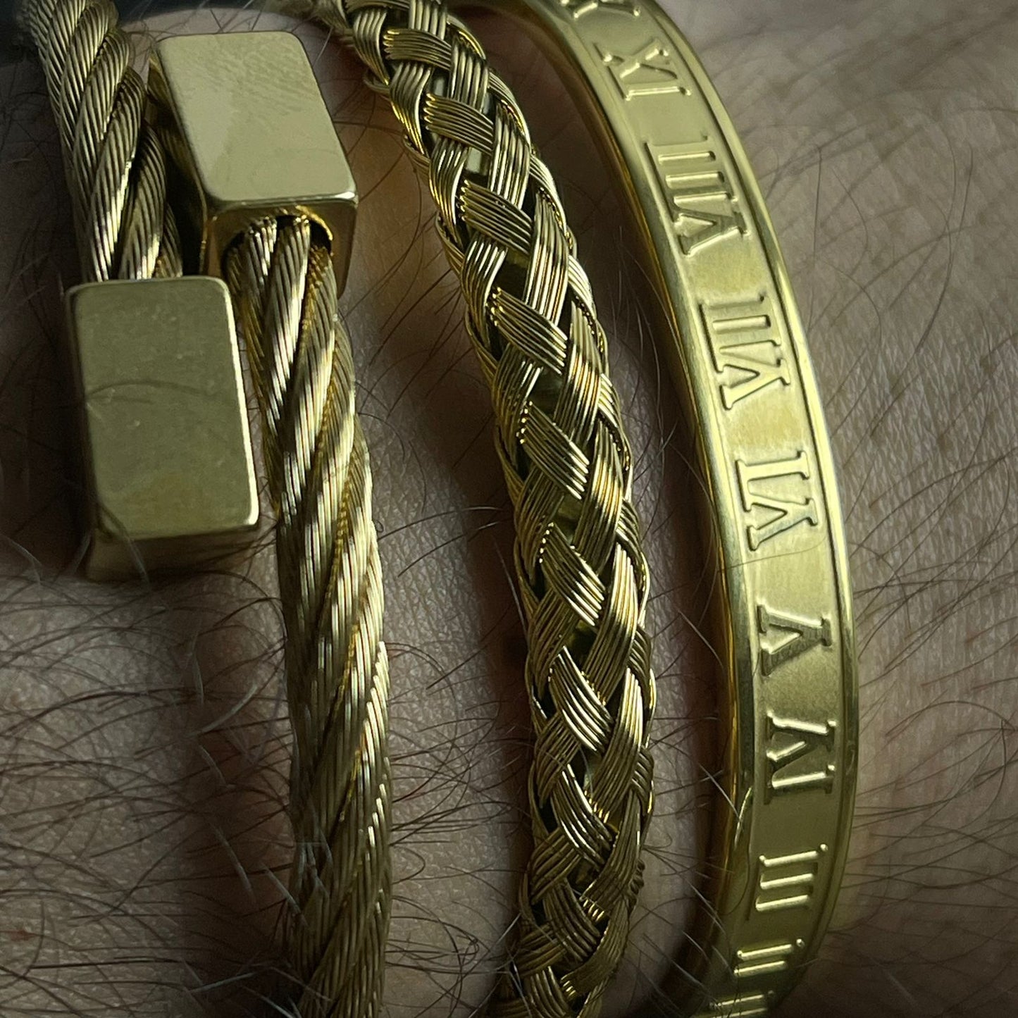 3pcs luxury golden bracelet Set For Men Online In Pakistan