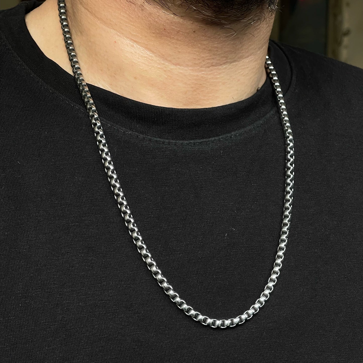 6mm Silver Box Chain Necklace For Men