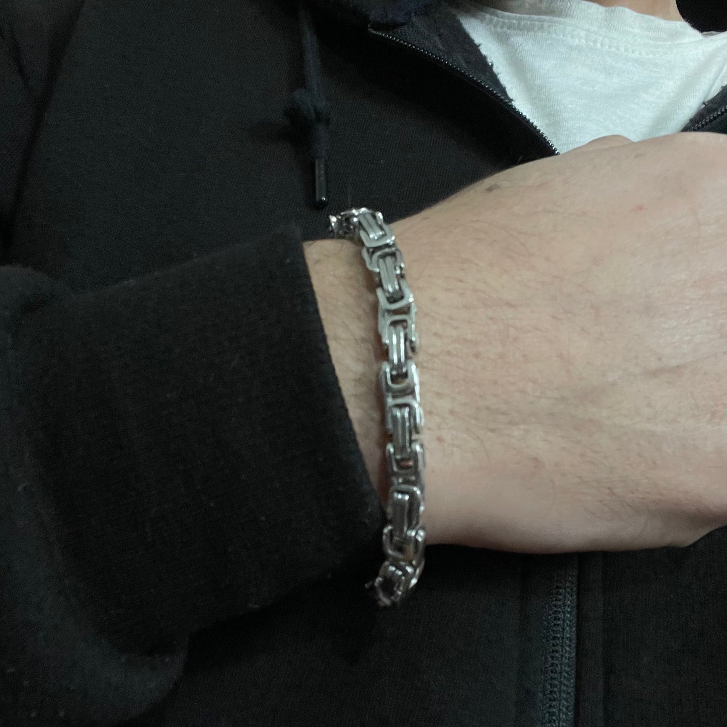 6mm silver stainless steel byzantine link chain bracelet for men online in pakistan