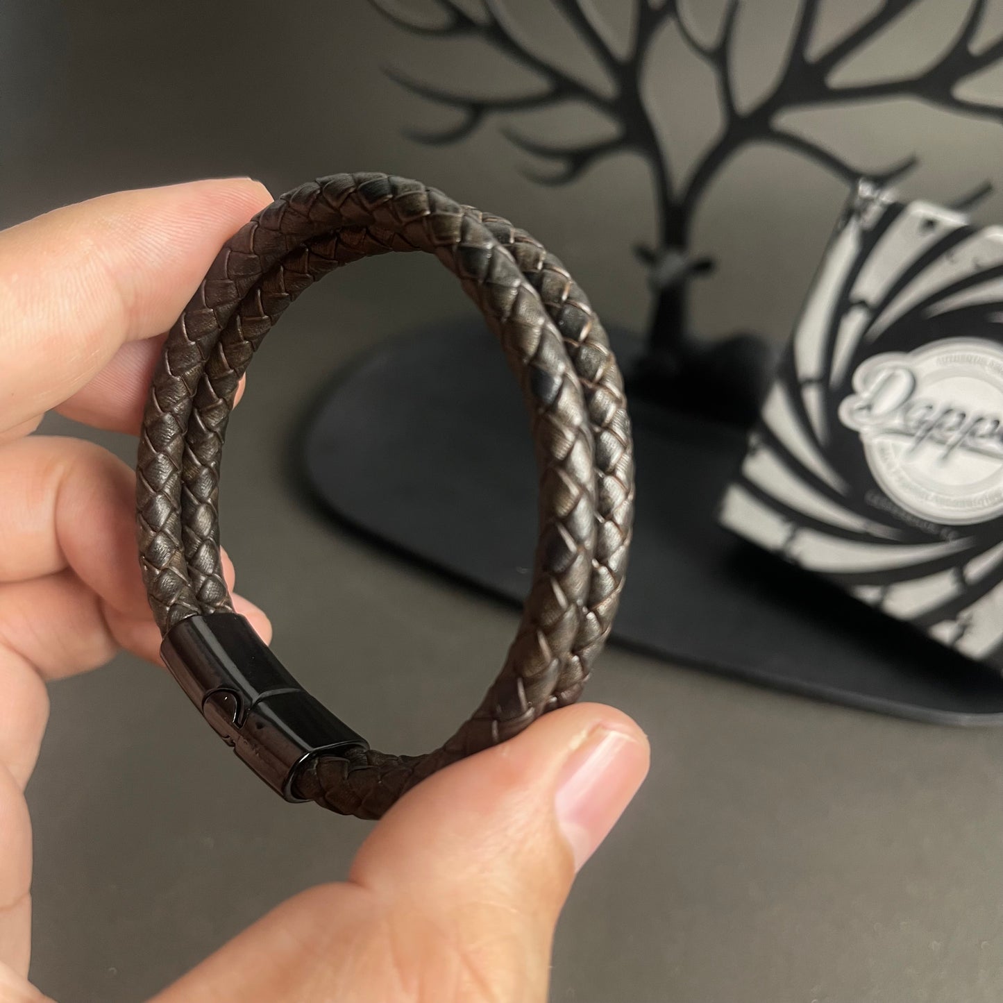 Cross Cord Vintage Coffee Leather Bracelet For Men