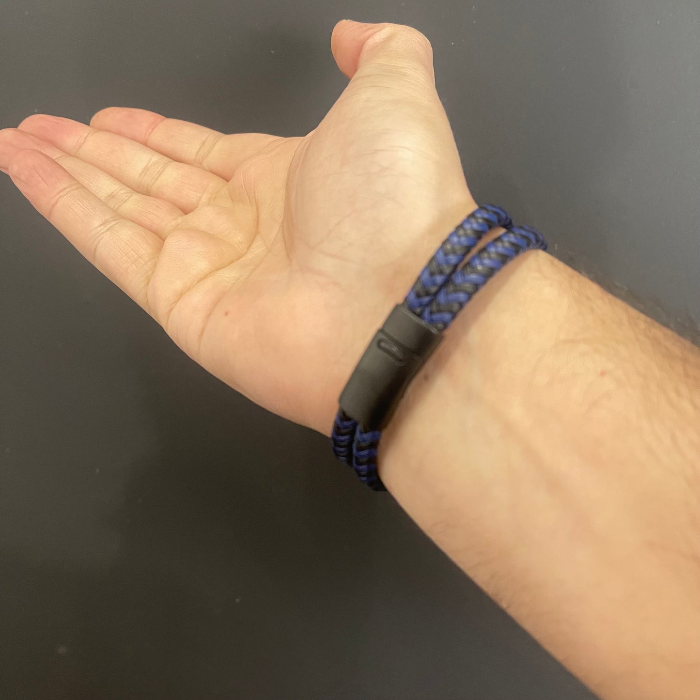 blue black braided leather bracelet for men online in pakistan