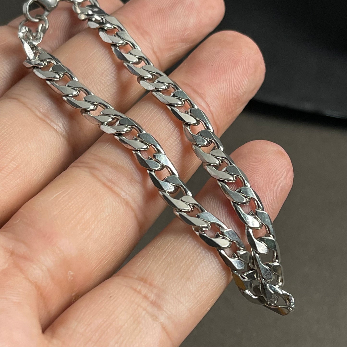 5mm Figaro link silver chain bracelet for men online in Pakistan