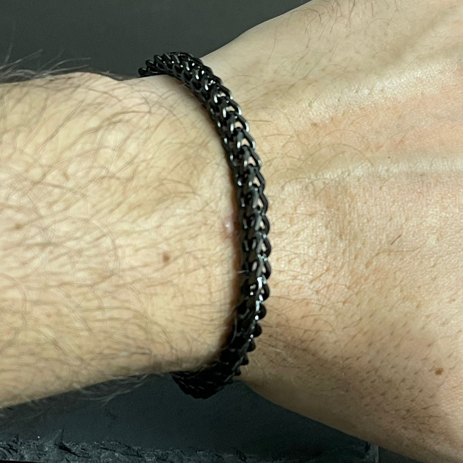 5mm black Franco square stainless steel chain bracelet for men online in Pakistan
