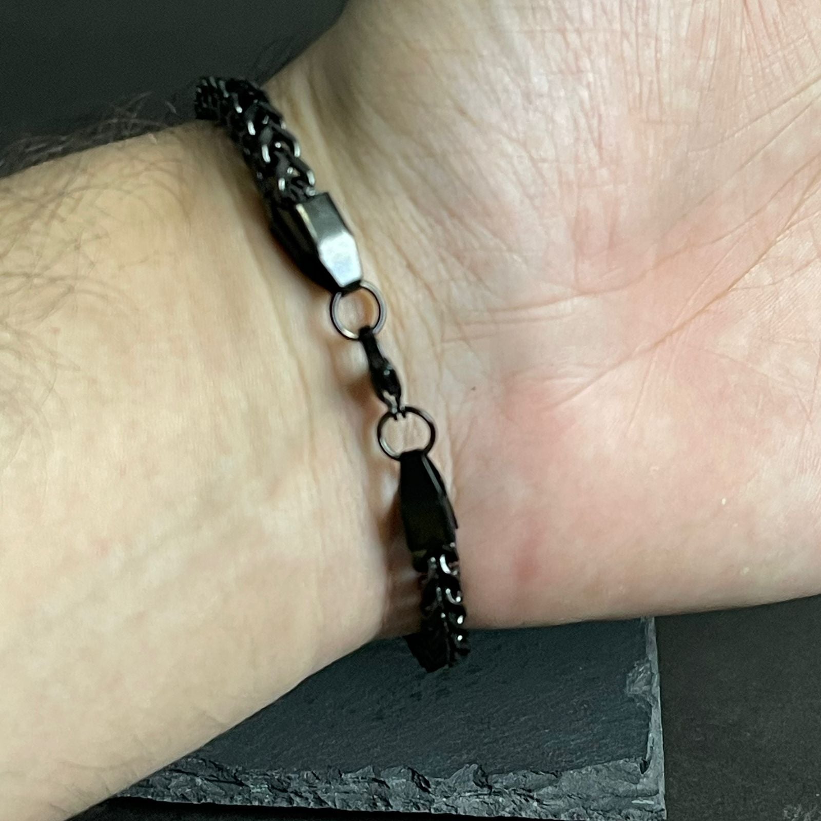 5mm black Franco square stainless steel chain bracelet for men online in Pakistan