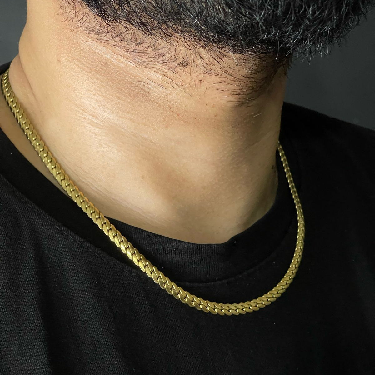 5mm golden miami link short neck chain and bracelet set for men online in Pakistan