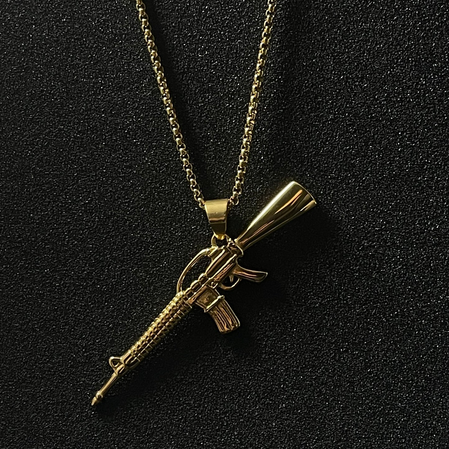 golden pistol rifle m16 pendant necklace for men online in pakistan