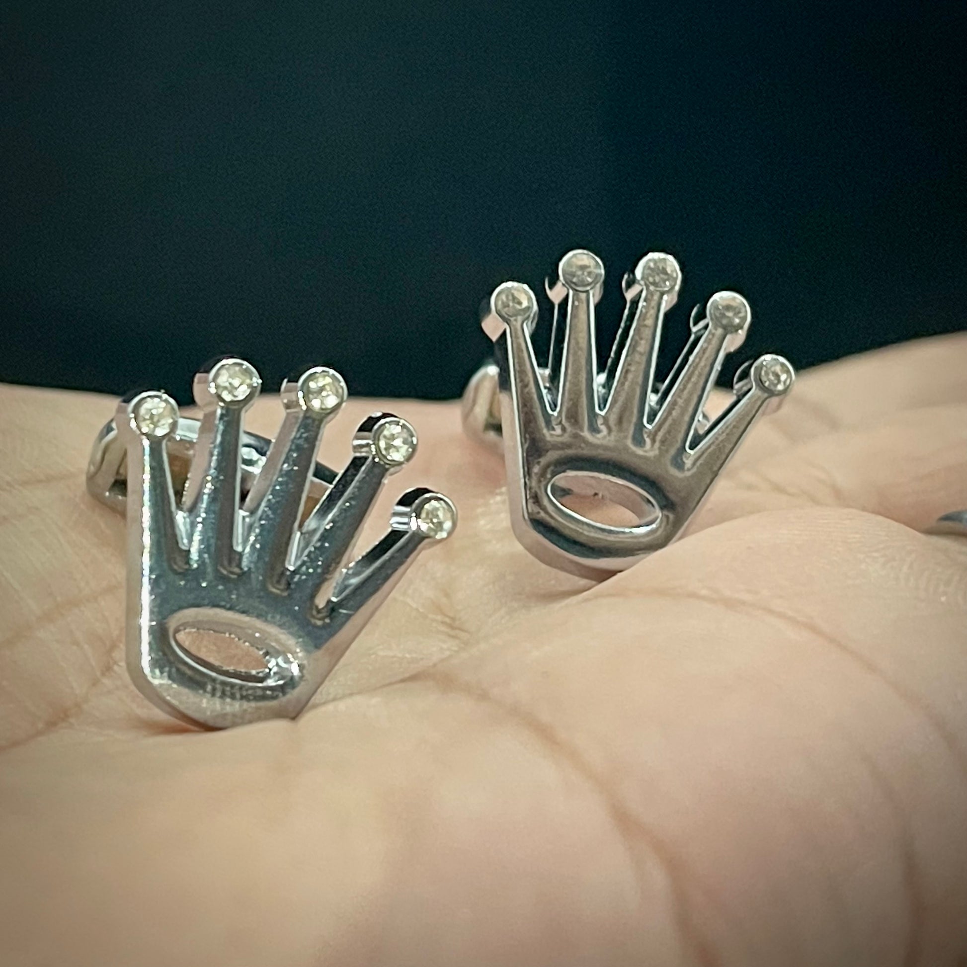 Silver Crown Rolex Cufflinks For Men In Pakistan