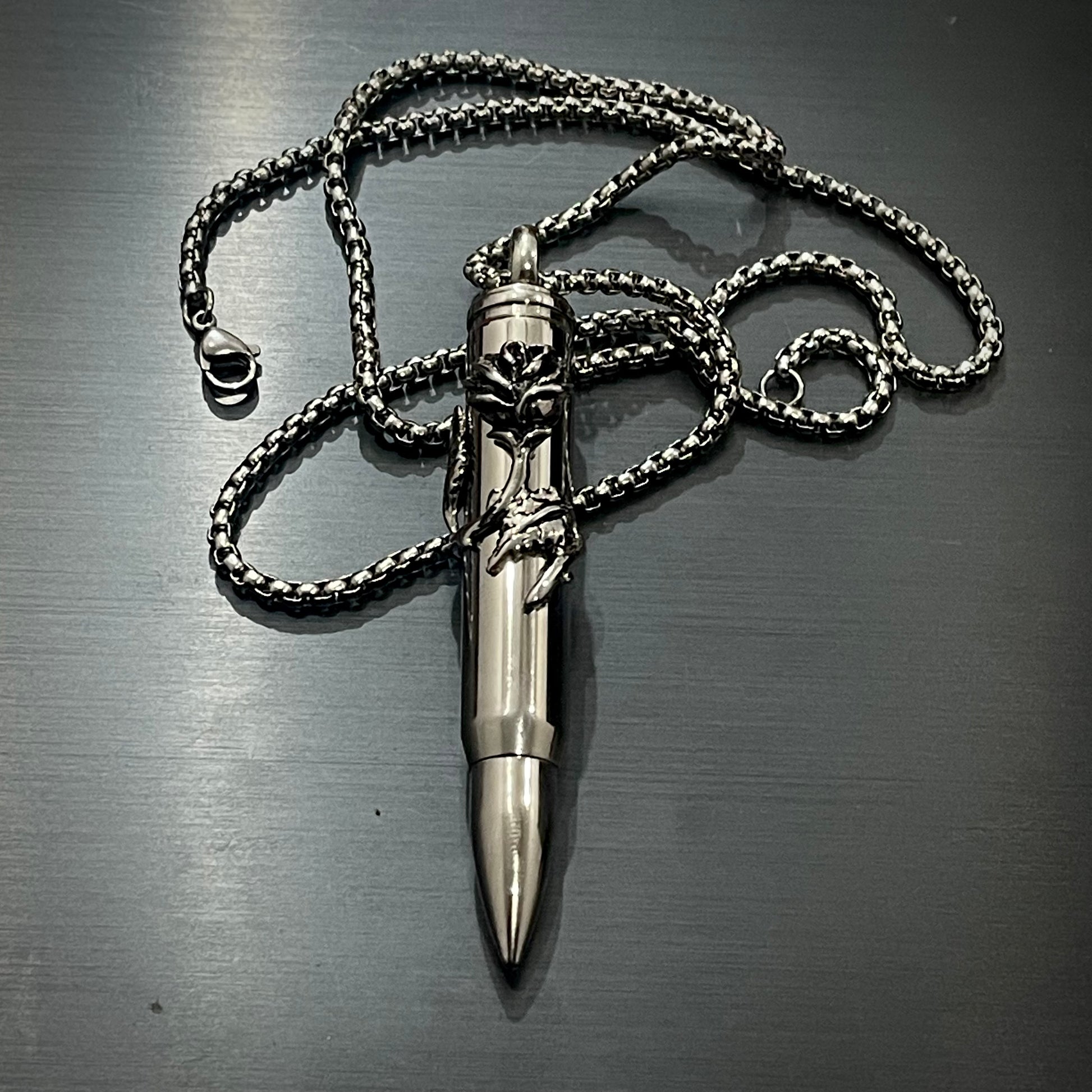 heavy biker rose gun bullet pendant necklace for men in pakistan