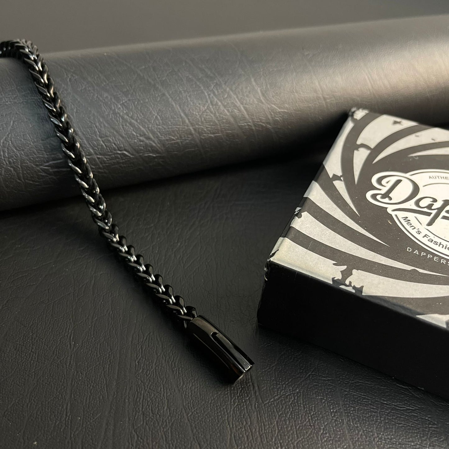 6mm black stainless steel Franco chain bracelet for men online in Pakistan