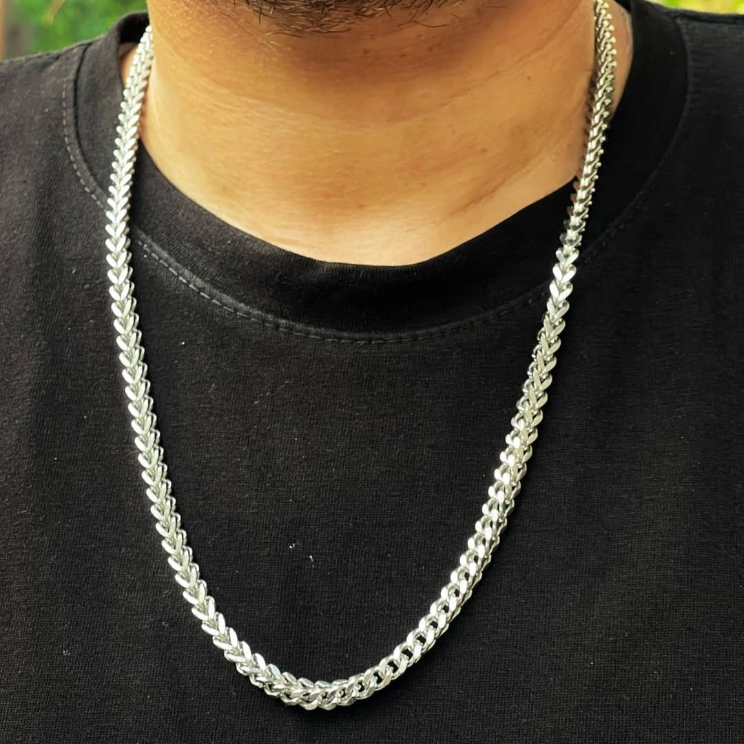 6mm silver Franco neck chain for men online in Pakistan