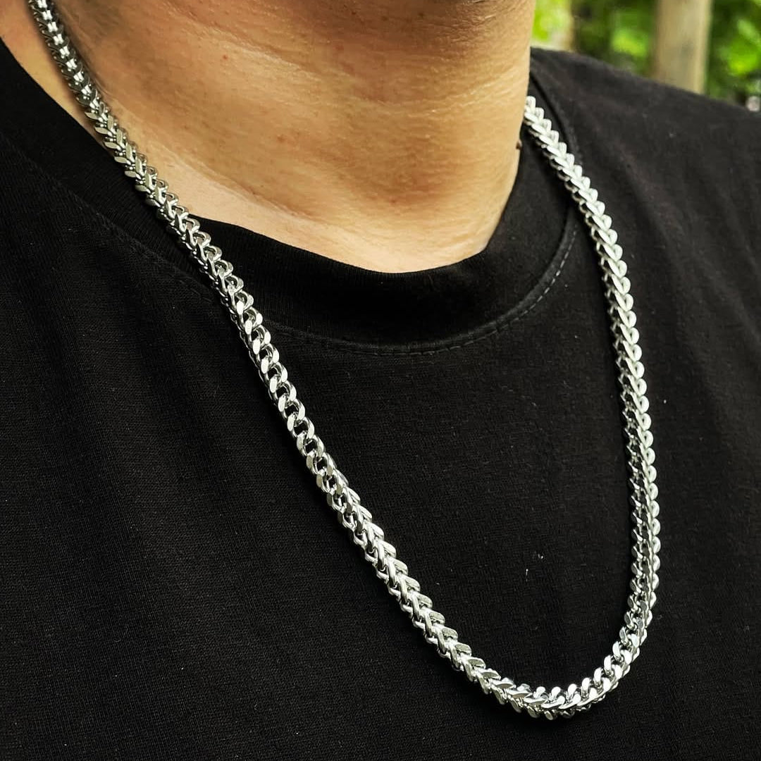 6mm silver Franco neck chain for men online in Pakistan