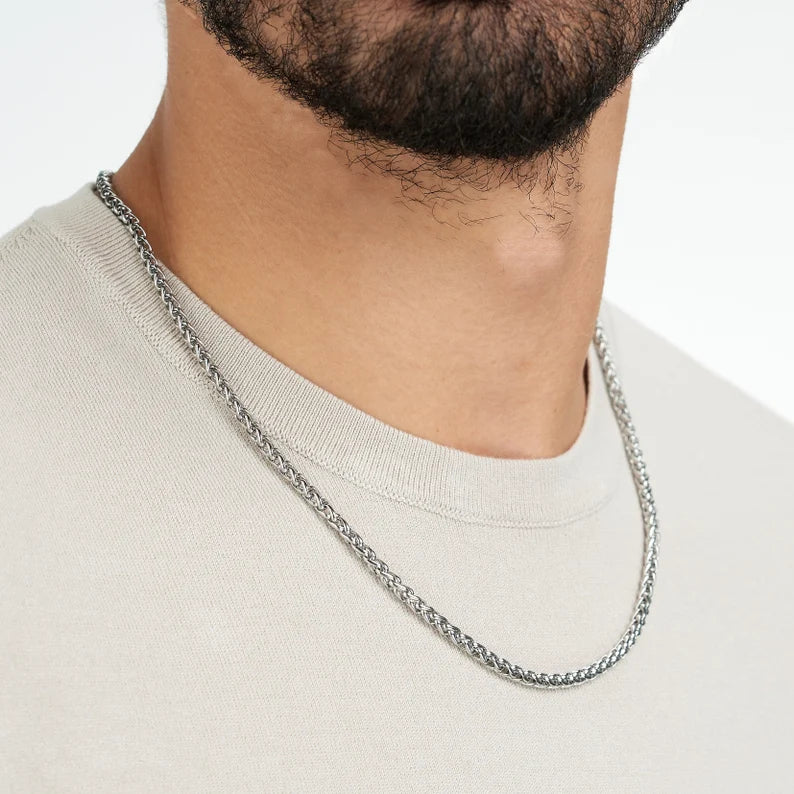 6mm silver wheat keel link neck chain for men online in pakistan